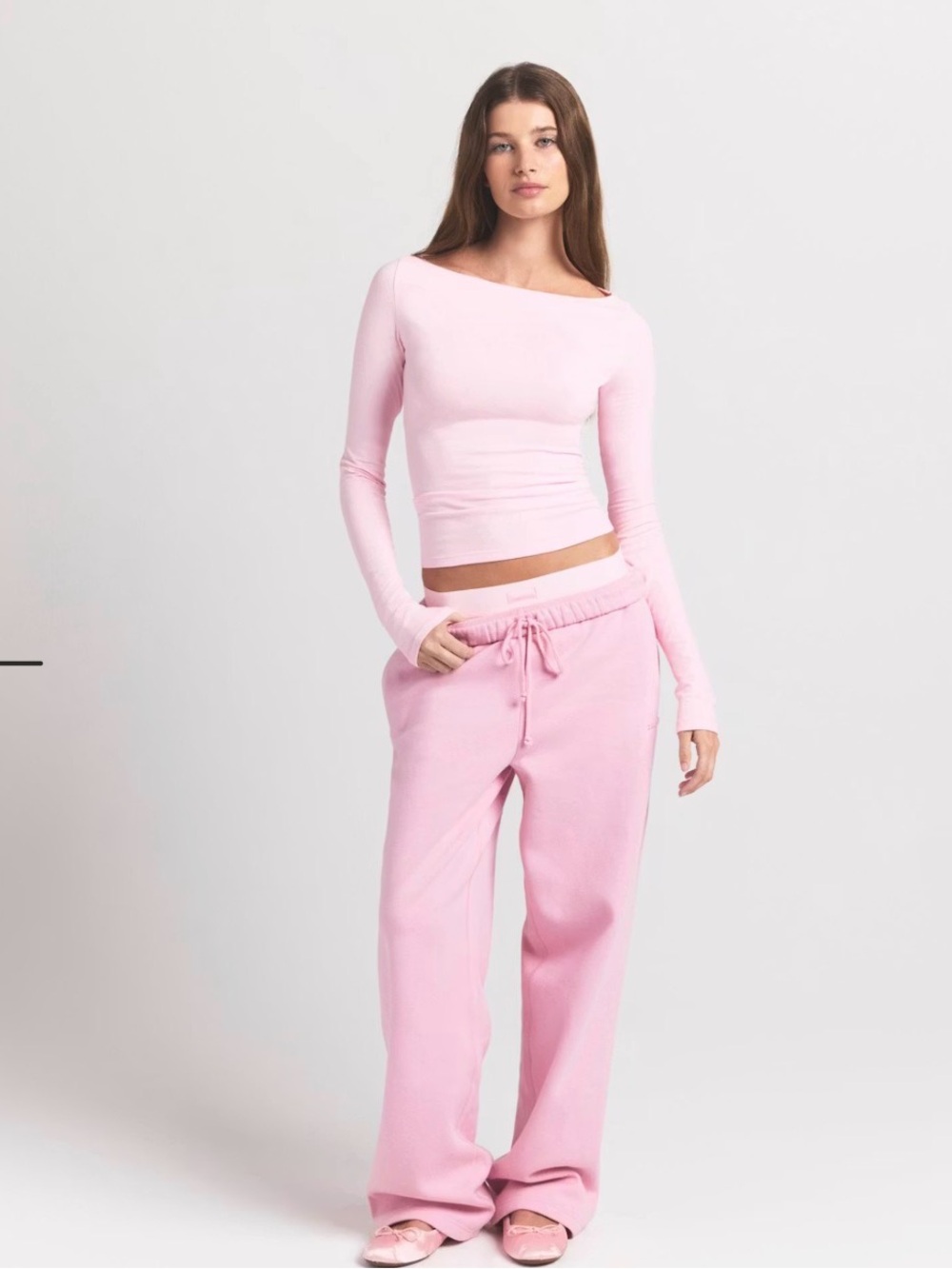 SKIMS COTTON JERSEY BOAT NECK LONG SLEEVE TP-LSL-11209W CHERRY BLOSSOM SIZE: XS - Picture 1 of 1
